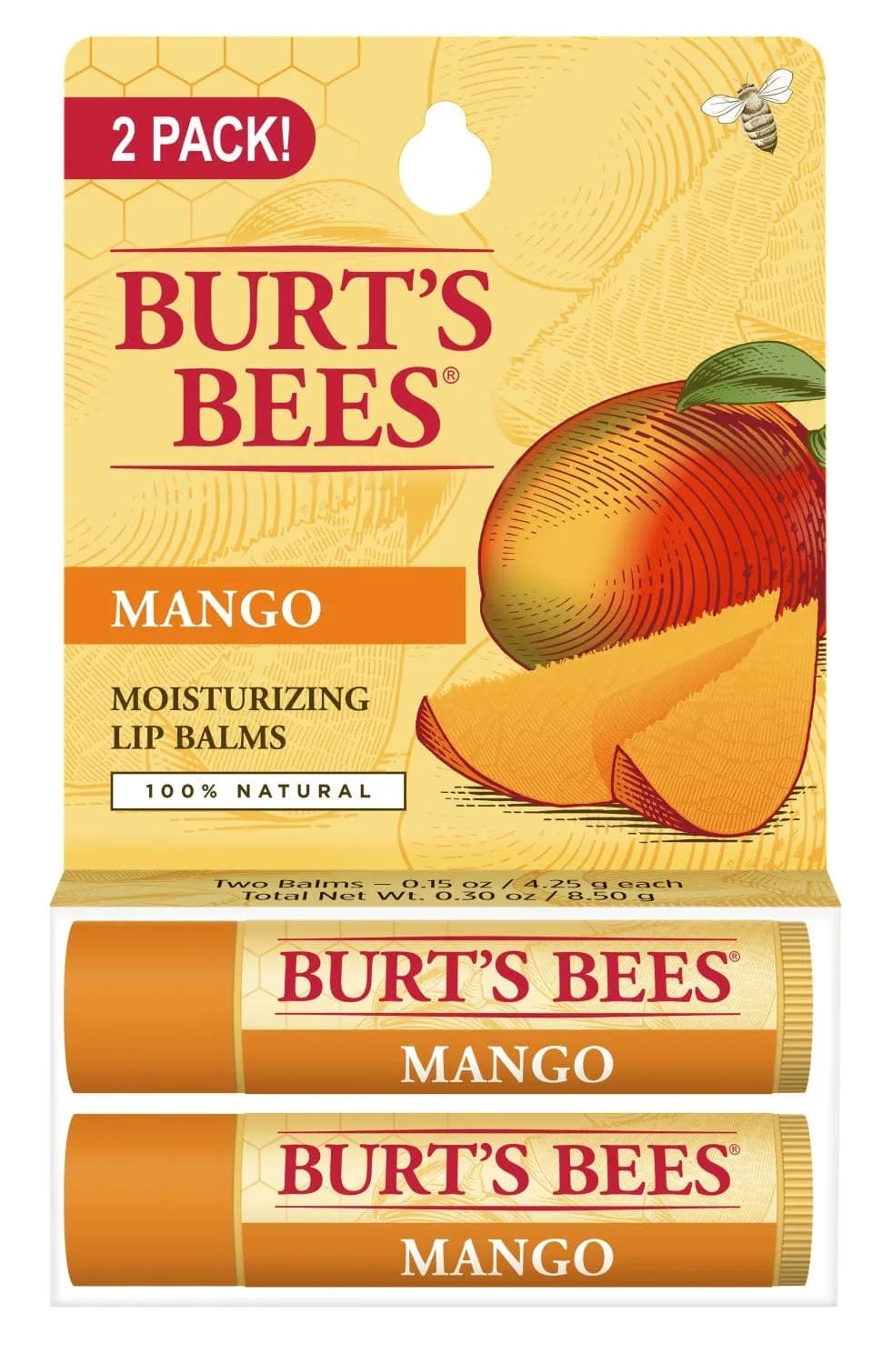 Burt's Bees Mango Lip Balm 0.15 oz (0.44 ml) | Natural Origin Conditioning Treatment