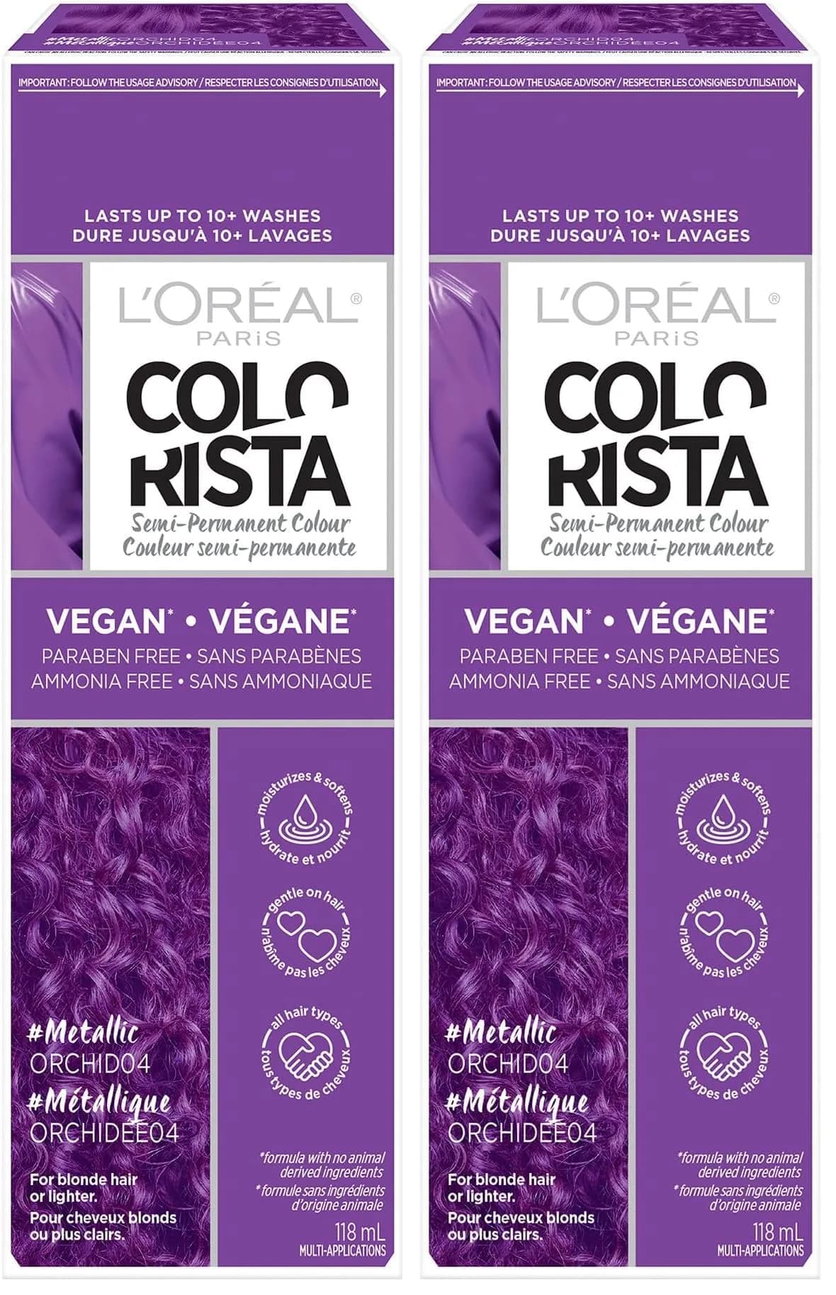 L'Oreal Paris Colorista Semi Permanent Hair Color - Metallic Orchid Purple (Pack of 2) - main product image