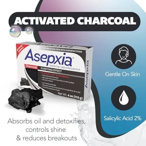 Asepxia Salicylic Acid & Activated Charcoal Bar Soap 4 Oz | Acne Treatment & Deep Cleansing for Oily Skin thumbnail 4