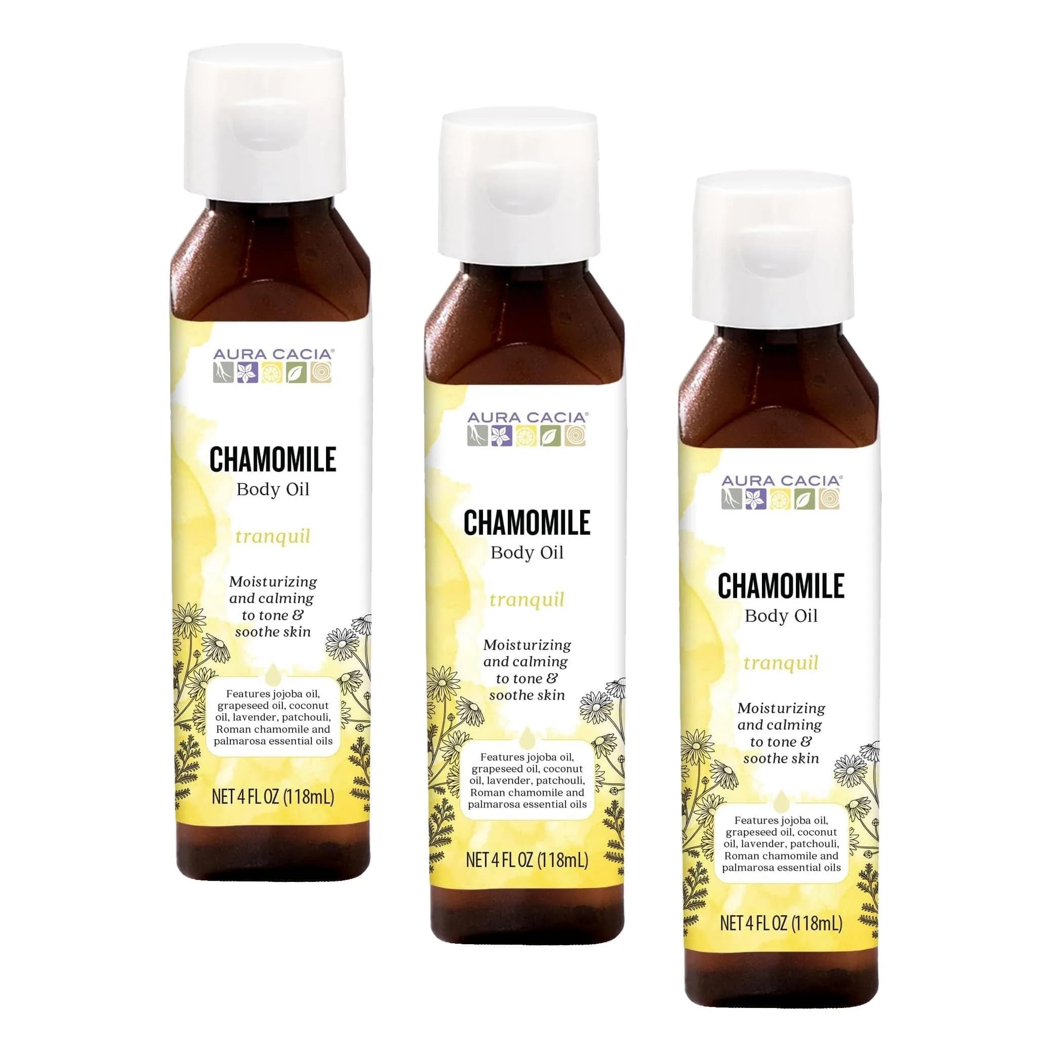 Aura Cacia Tranquil Chamomile Body Oil 360ml (12 Fl Oz) | Aromatherapy for Soothing Moisture — No Color