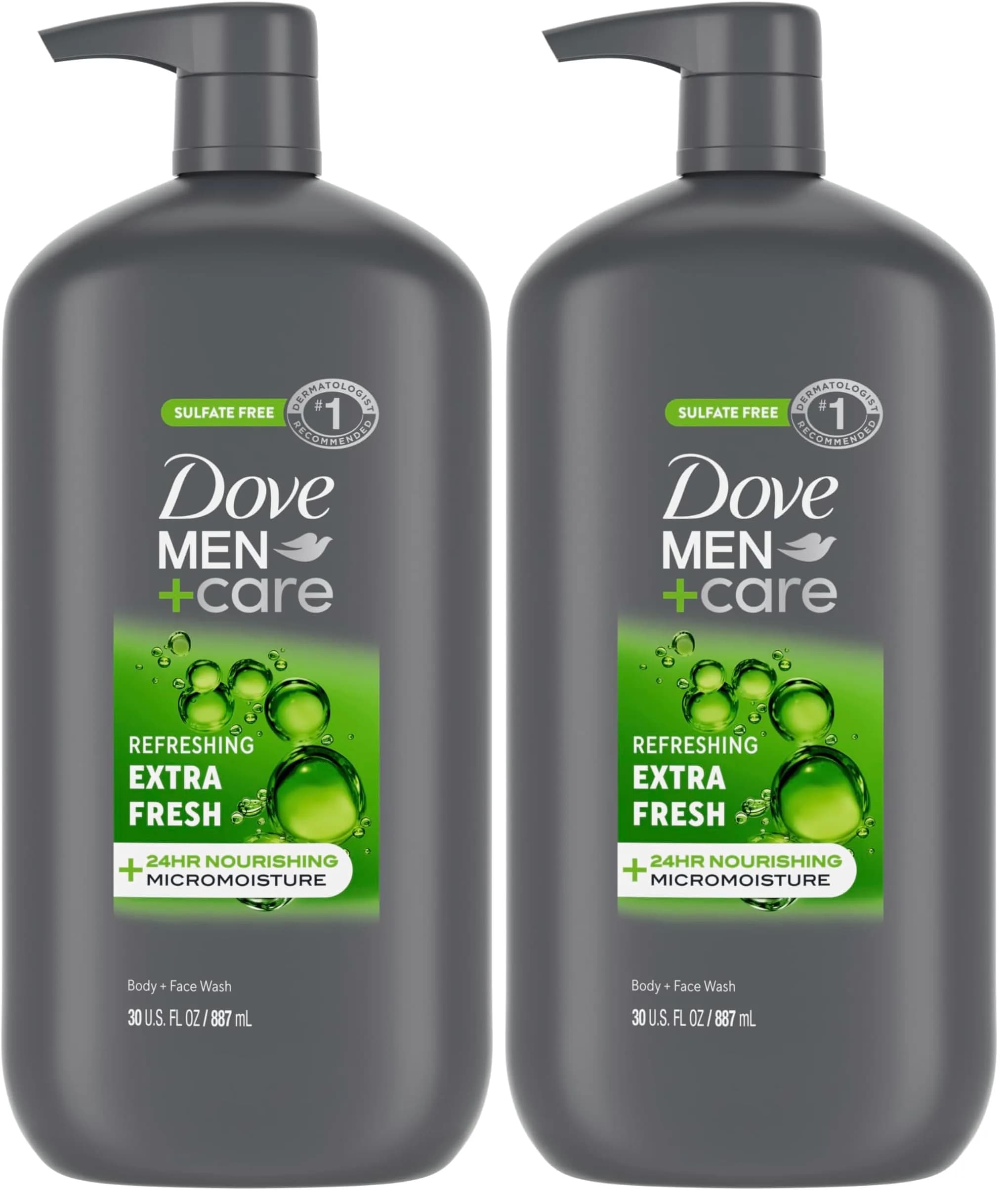 DOVE MEN + CARE Extra Fresh Body and Face Wash 1.89 L (60 Fl Oz) | Nourishes Skin All Day - main product image