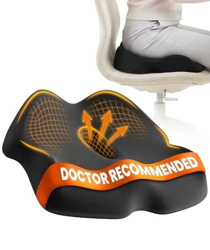 Everlasting Comfort Doctor Recommended Memory Foam Seat Cushion for Office Chairs & Car - Ergonomic Office Desk Accessories - Cushions for Tailbone Pain Relief, Sciatica (Large, Dark Gray) thumbnail 1