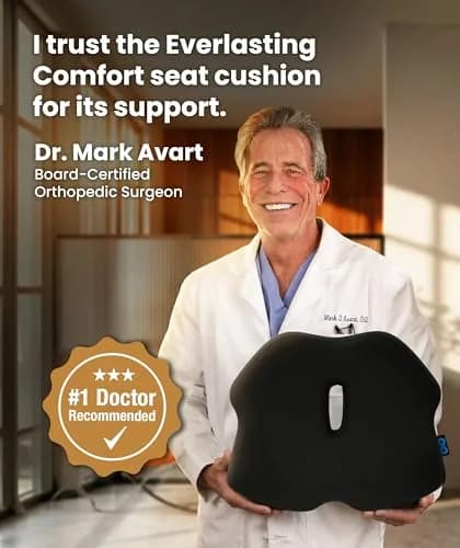 Everlasting Comfort Doctor Recommended Memory Foam Seat Cushion for Office Chairs & Car - Ergonomic Office Desk Accessories - Cushions for Tailbone Pain Relief, Sciatica (Large, Dark Gray) thumbnail 7