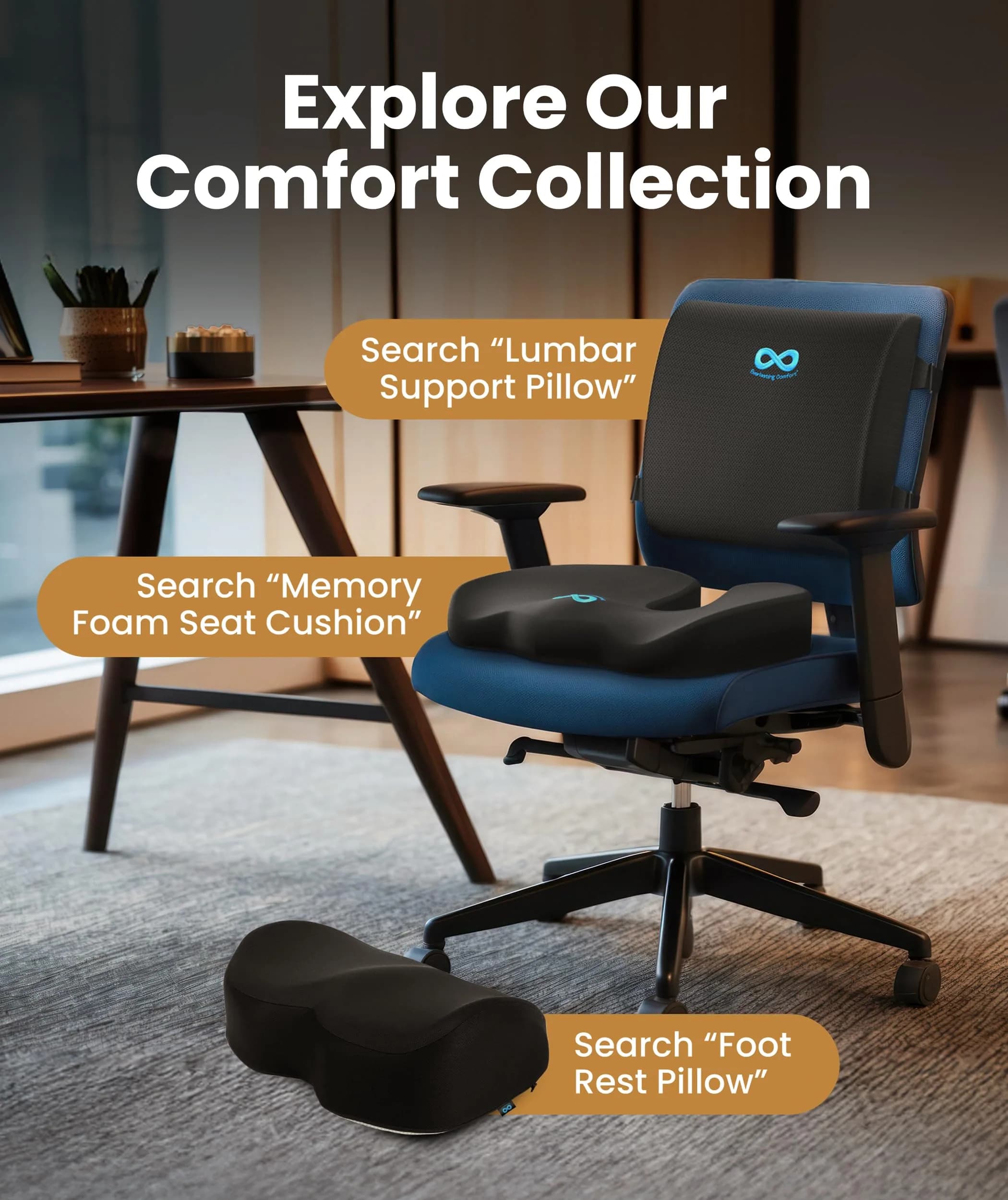 Everlasting Comfort Doctor Recommended Memory Foam Seat Cushion for Office Chairs & Car - Ergonomic Office Desk Accessories - Cushions for Tailbone Pain Relief, Sciatica (Large, Dark Gray) - view 8
