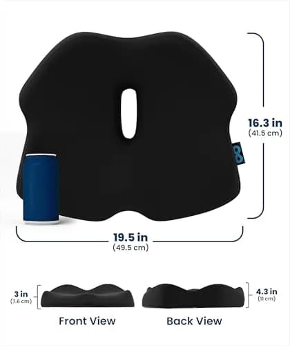 Everlasting Comfort Doctor Recommended Memory Foam Seat Cushion for Office Chairs & Car - Ergonomic Office Desk Accessories - Cushions for Tailbone Pain Relief, Sciatica (Large, Dark Gray) thumbnail 9