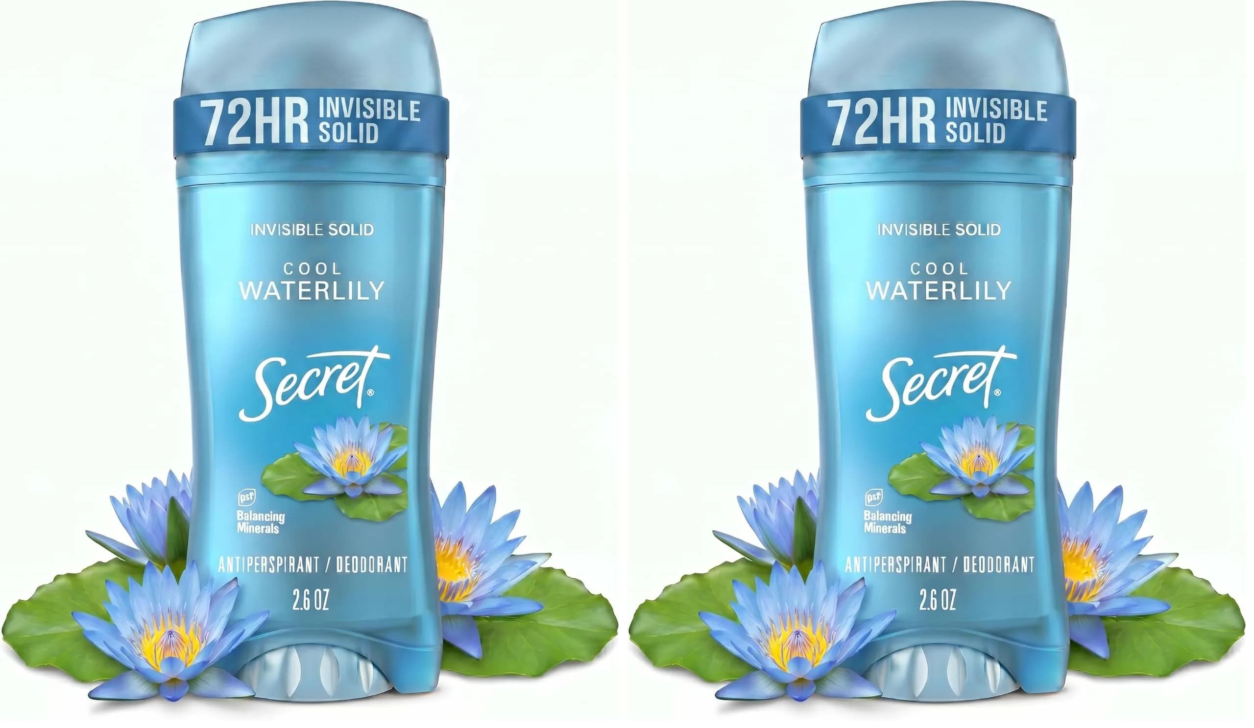 Secret Invisible Solid Antiperspirant Deodorant for Women, Waterlily Scent, 2.6 oz (Pack of 2) - main product image