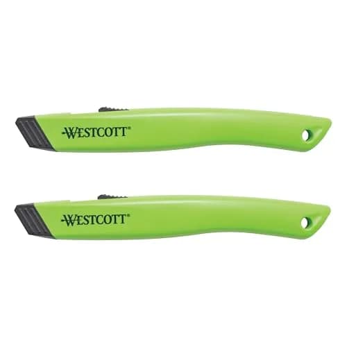 Westcott Box Cutter Safety Ceramic Utility Knife 2-Pack | Safe, Retractable, Durable thumbnail 1