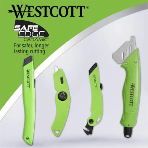 Westcott Box Cutter Safety Ceramic Utility Knife 2-Pack | Safe, Retractable, Durable thumbnail 5