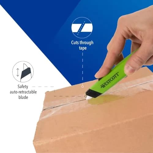 Westcott Box Cutter Safety Ceramic Utility Knife 2-Pack | Safe, Retractable, Durable thumbnail 3