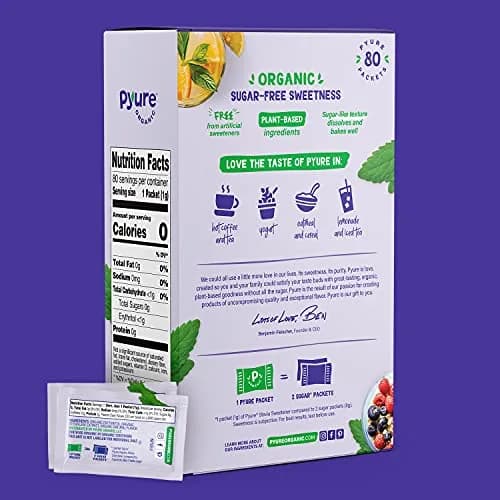 Pyure Organic Stevia Packets | Zero Carb, Zero Sugar, Plant-Based Sweetener | 80 Count thumbnail 7