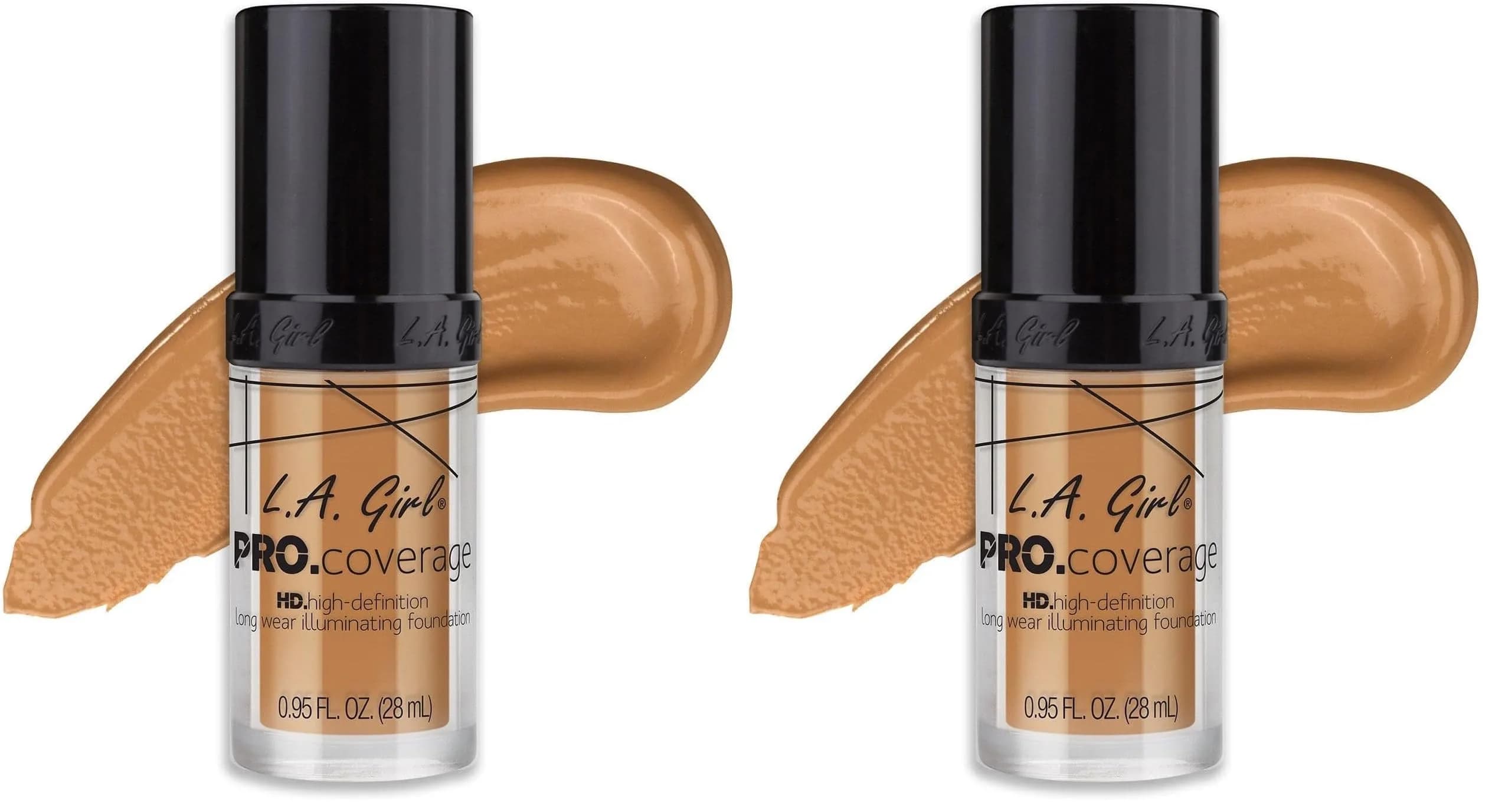 L.A. Girl Pro Coverage Liquid Foundation - Nude Beige (Pack of 2) | Dewy, Radiant Finish - main product image