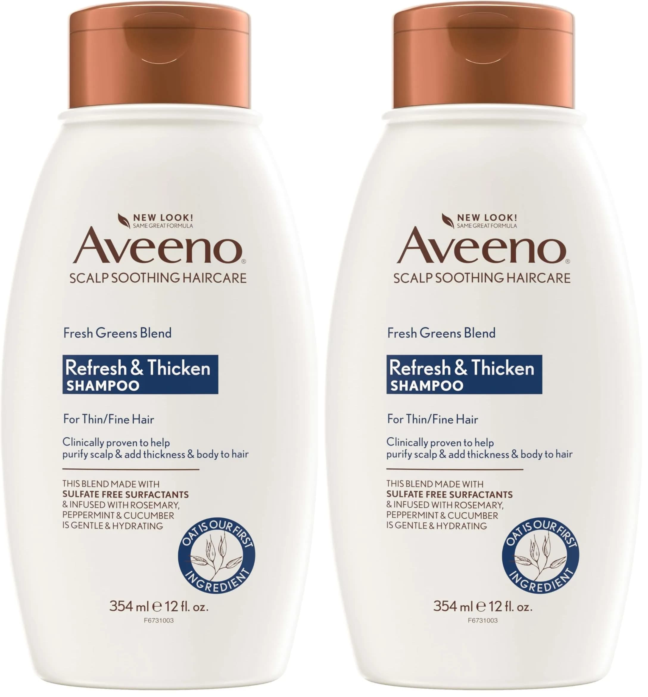 Aveeno Fresh Greens Blend Sulfate-Free Shampoo with Rosemary, Peppermint & Cucumber 708ml (24 Fl Oz) | Clarifying & Volumizing for Thin Hair - main product image