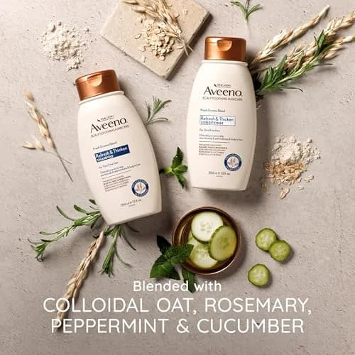 Aveeno Fresh Greens Blend Sulfate-Free Shampoo with Rosemary, Peppermint & Cucumber 708ml (24 Fl Oz) | Clarifying & Volumizing for Thin Hair thumbnail 5
