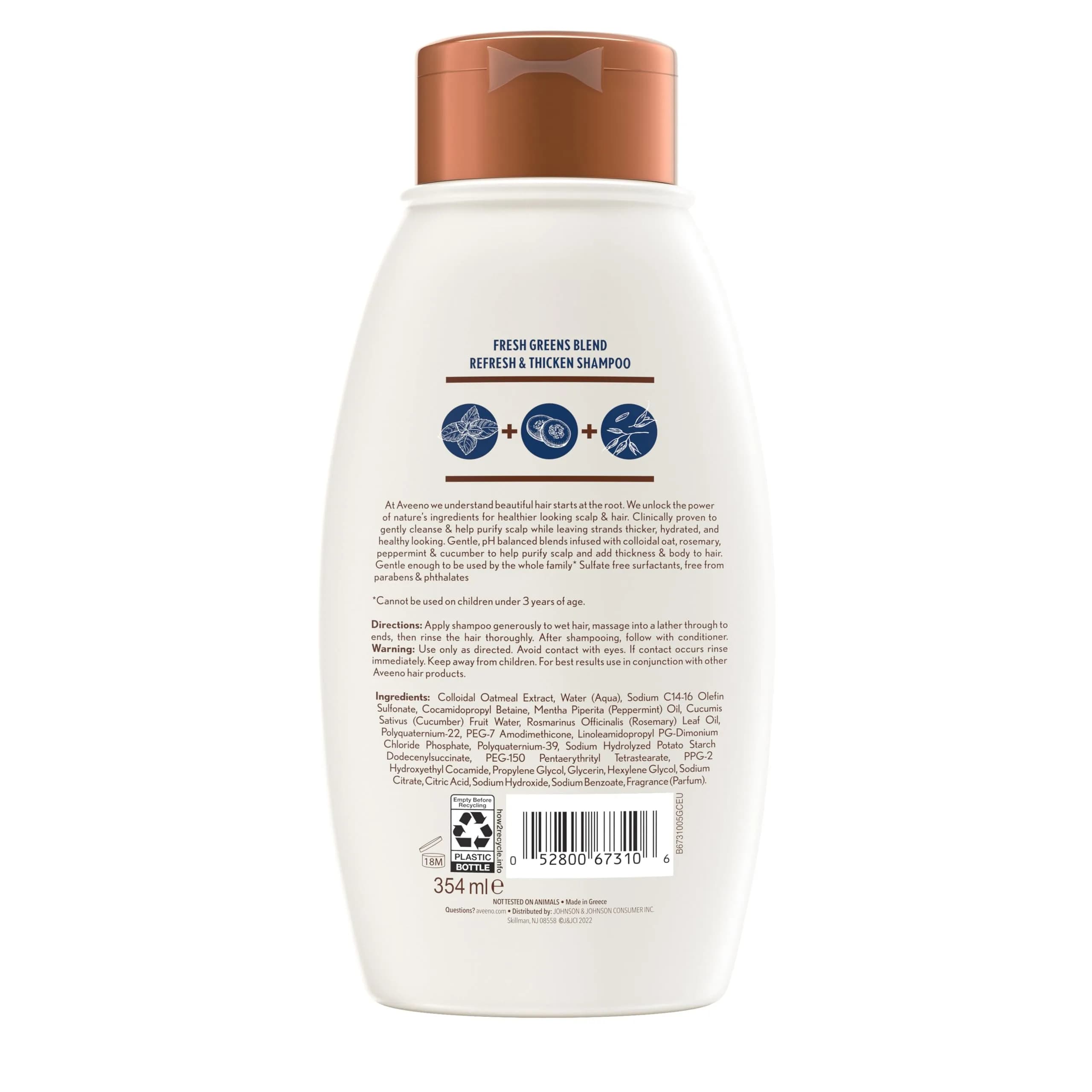 Aveeno Fresh Greens Blend Sulfate-Free Shampoo with Rosemary, Peppermint & Cucumber 708ml (24 Fl Oz) | Clarifying & Volumizing for Thin Hair - view 8