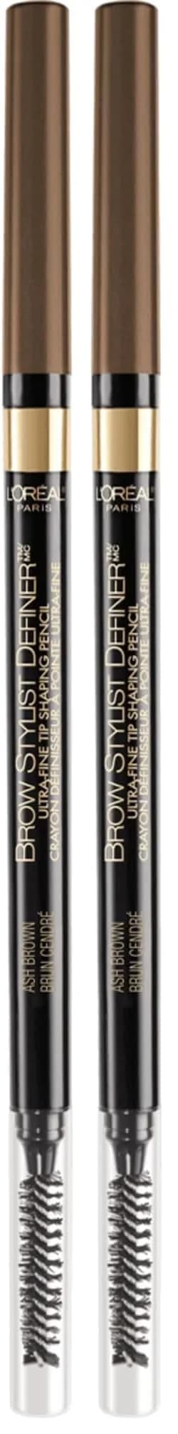 L'Oreal Paris Brow Stylist Definer Waterproof Eyebrow Pencil, Medium Ash Brown, 0.003 Oz (Pack of 2) - main product image