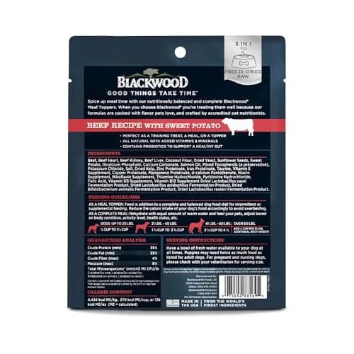 Blackwood Freeze Dried Dog Food Topper, Beef & Sweet Potato 8oz | High Protein, Probiotics, Versatile thumbnail 2