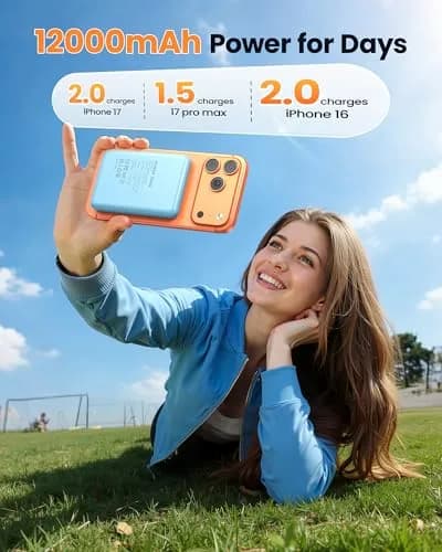COOAV Power Bank 12000mAh Magnetic Portable Charger | Fast Wireless & USB-C Support thumbnail 3