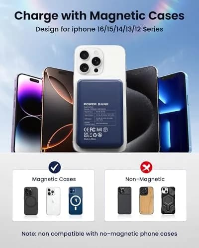 COOAV Power Bank 12000mAh Magnetic Portable Charger | MagSafe Compatible, Fast Wireless & USB-C Power thumbnail 6