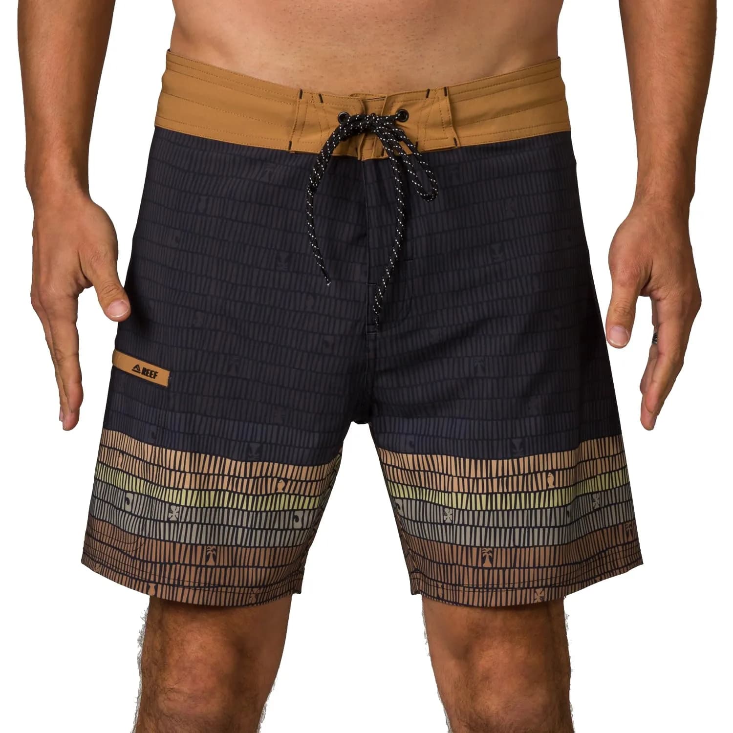REEF Men's Remy Fixed Waist Boardshort Caviar | 4-Way Stretch Water-Ready Swim Shorts