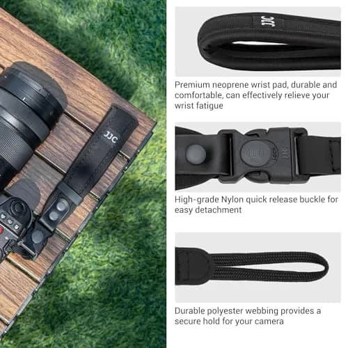Kiorafoto Upgraded Quick Release Soft Neoprene Camera Hand Wrist Grip Strap with Sliding Lock, Black | Secure Grip for Mirrorless & DSLR Cameras thumbnail 5