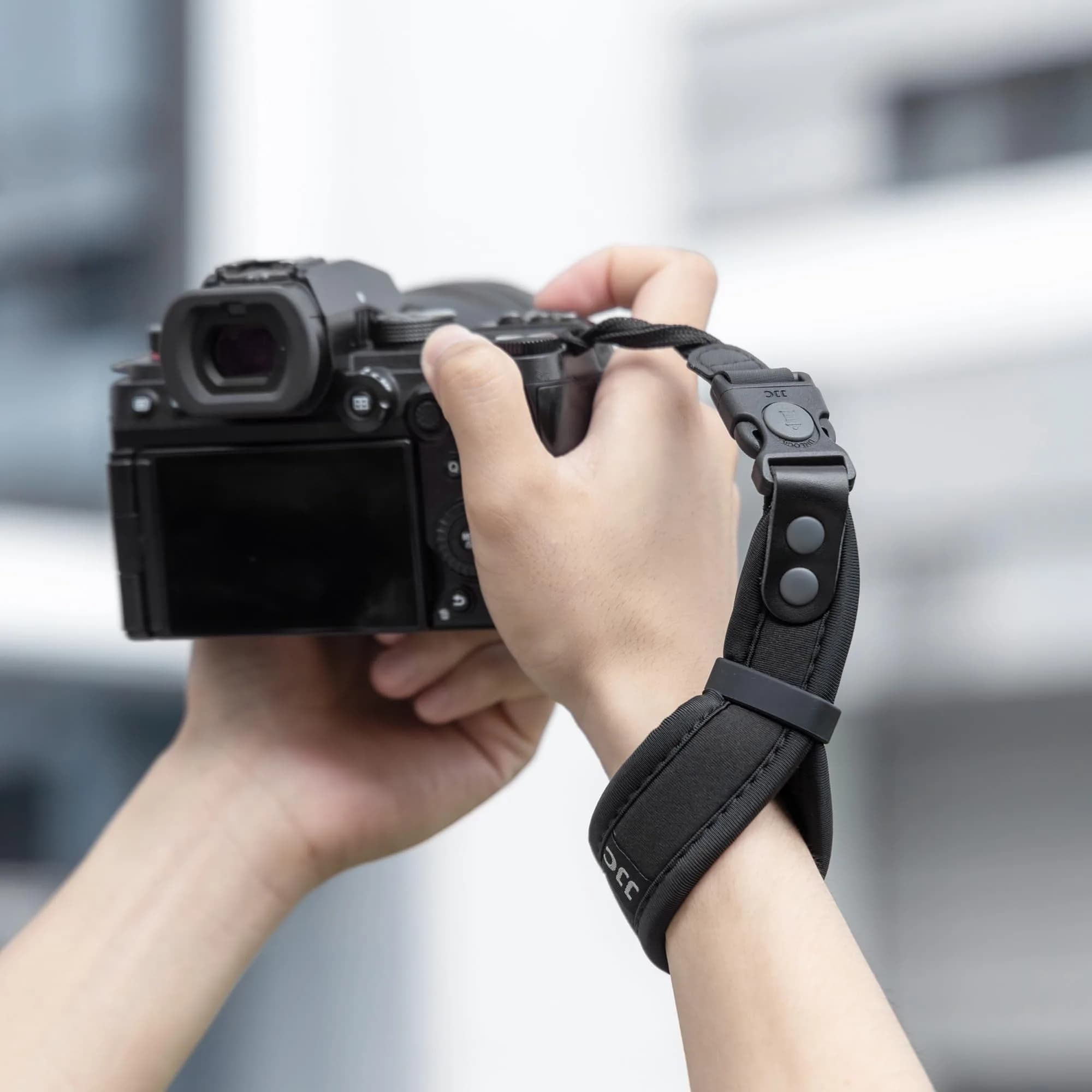 Kiorafoto Upgraded Quick Release Soft Neoprene Camera Hand Wrist Grip Strap with Sliding Lock, Black | Secure Grip for Mirrorless & DSLR Cameras - view 8