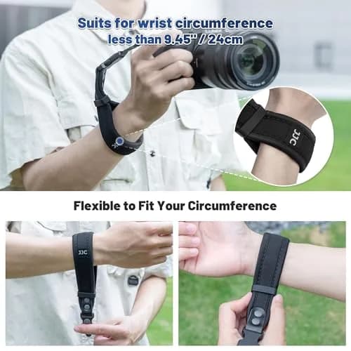 Kiorafoto Upgraded Quick Release Soft Neoprene Camera Hand Wrist Grip Strap with Sliding Lock, Black | Secure Grip for Mirrorless & DSLR Cameras thumbnail 2