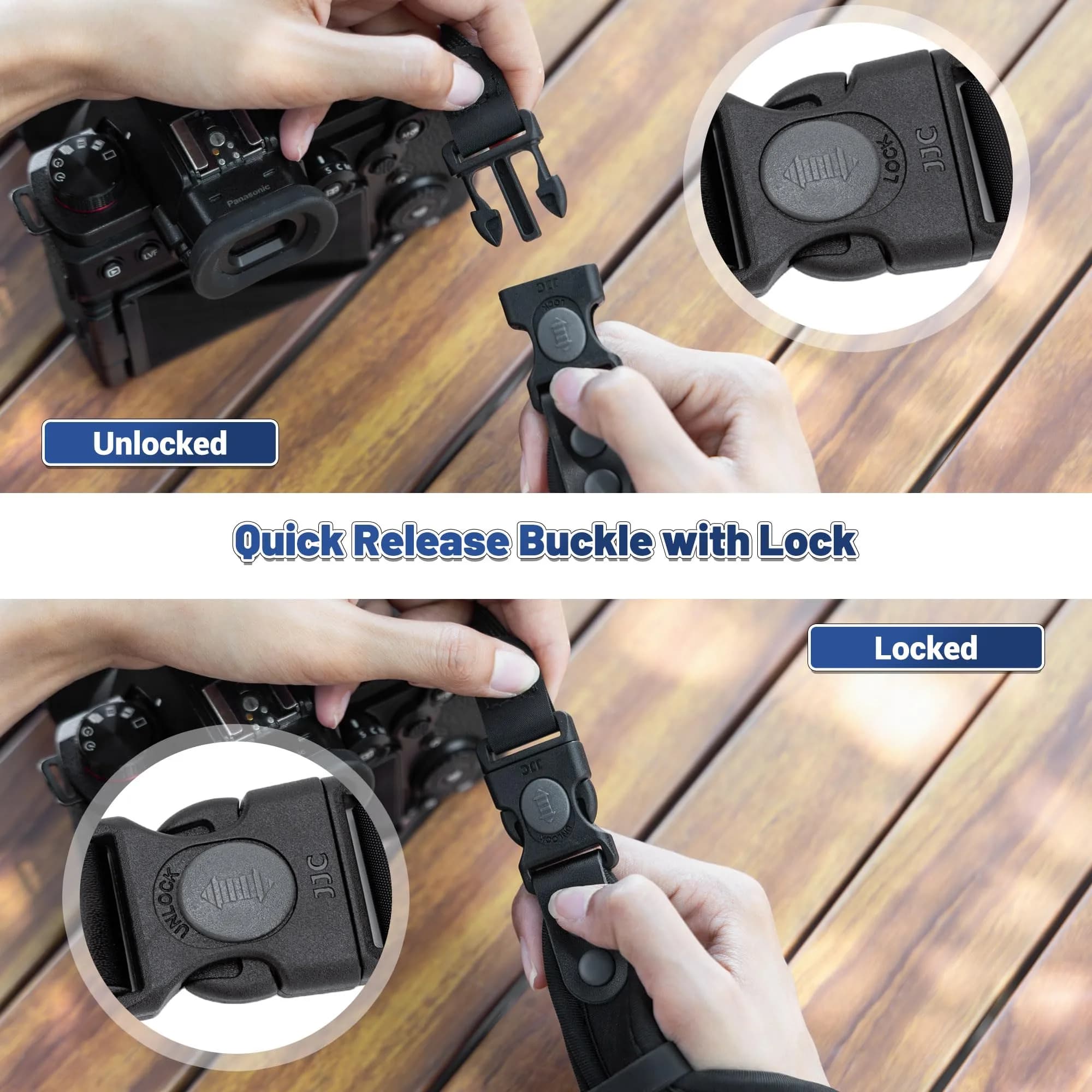 Kiorafoto Upgraded Quick Release Soft Neoprene Camera Hand Wrist Grip Strap with Sliding Lock, Black | Secure Grip for Mirrorless & DSLR Cameras - view 3