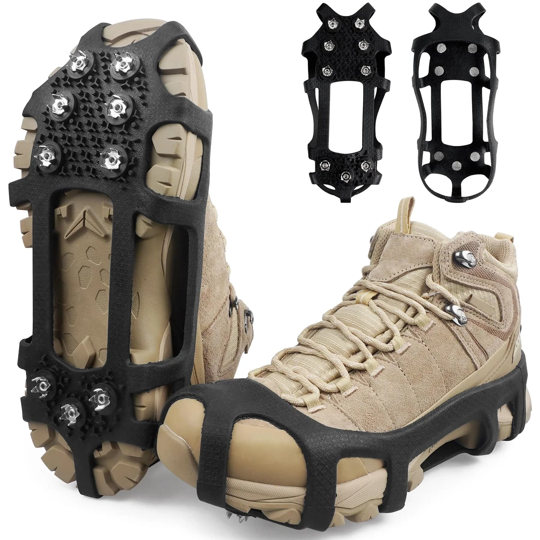 JSHANMEI Ice Cleats for Shoes and Boots Large (7.5-9.5 men/9-11 women) | Non-Slip Traction Spikes