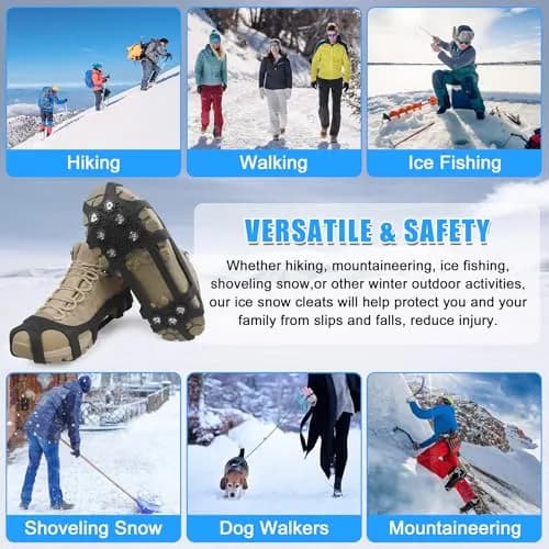 JSHANMEI Ice Cleats for Shoes and Boots Large (7.5-9.5 men/9-11 women) | Non-Slip Traction Spikes thumbnail 7