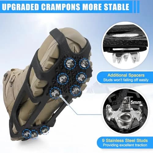 JSHANMEI Ice Cleats for Shoes and Boots Large (7.5-9.5 men/9-11 women) | Non-Slip Traction Spikes thumbnail 2