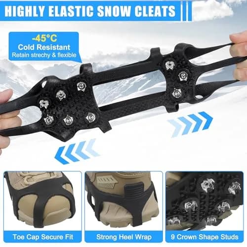 JSHANMEI Ice Cleats for Shoes and Boots Large (7.5-9.5 men/9-11 women) | Non-Slip Traction Spikes thumbnail 3
