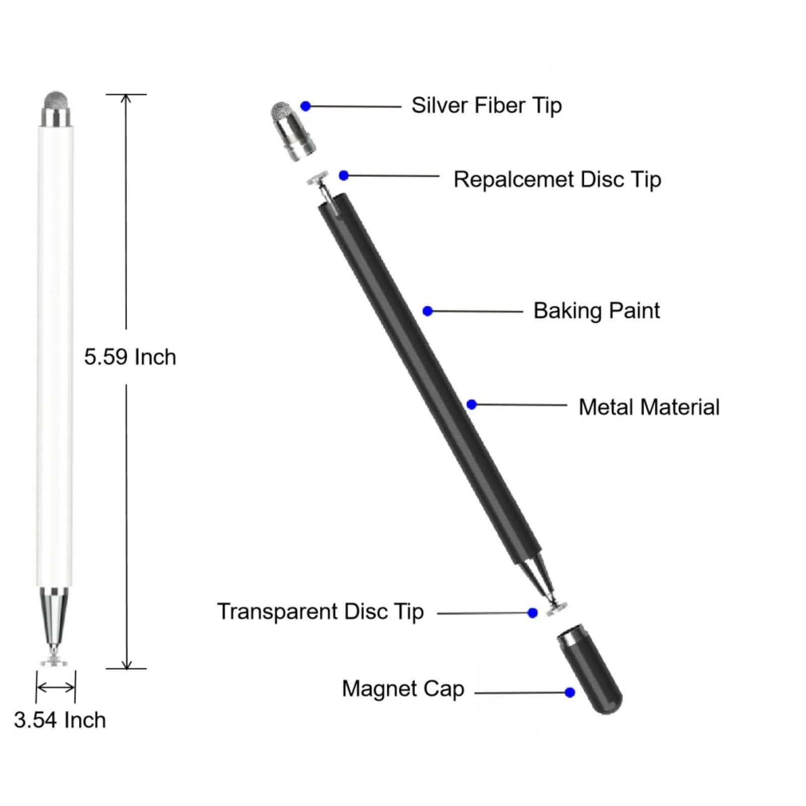 RKItE Stylus Pen for Samsung Galaxy Tab A9+/A8/A7/A7 Lite, iPad, Fire HD & All Touch Devices (White) | Precision Disc Tip Stylus - view 2
