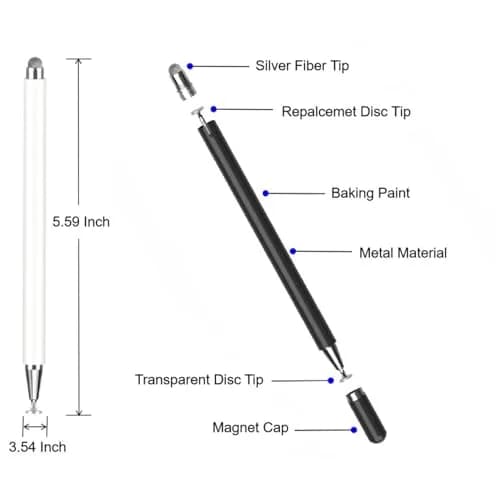 RKItE Stylus Pen for Samsung Galaxy Tab A9+/A8/A7/A7 Lite, iPad, Fire HD & All Touch Devices (White) | Precision Disc Tip Stylus thumbnail 2