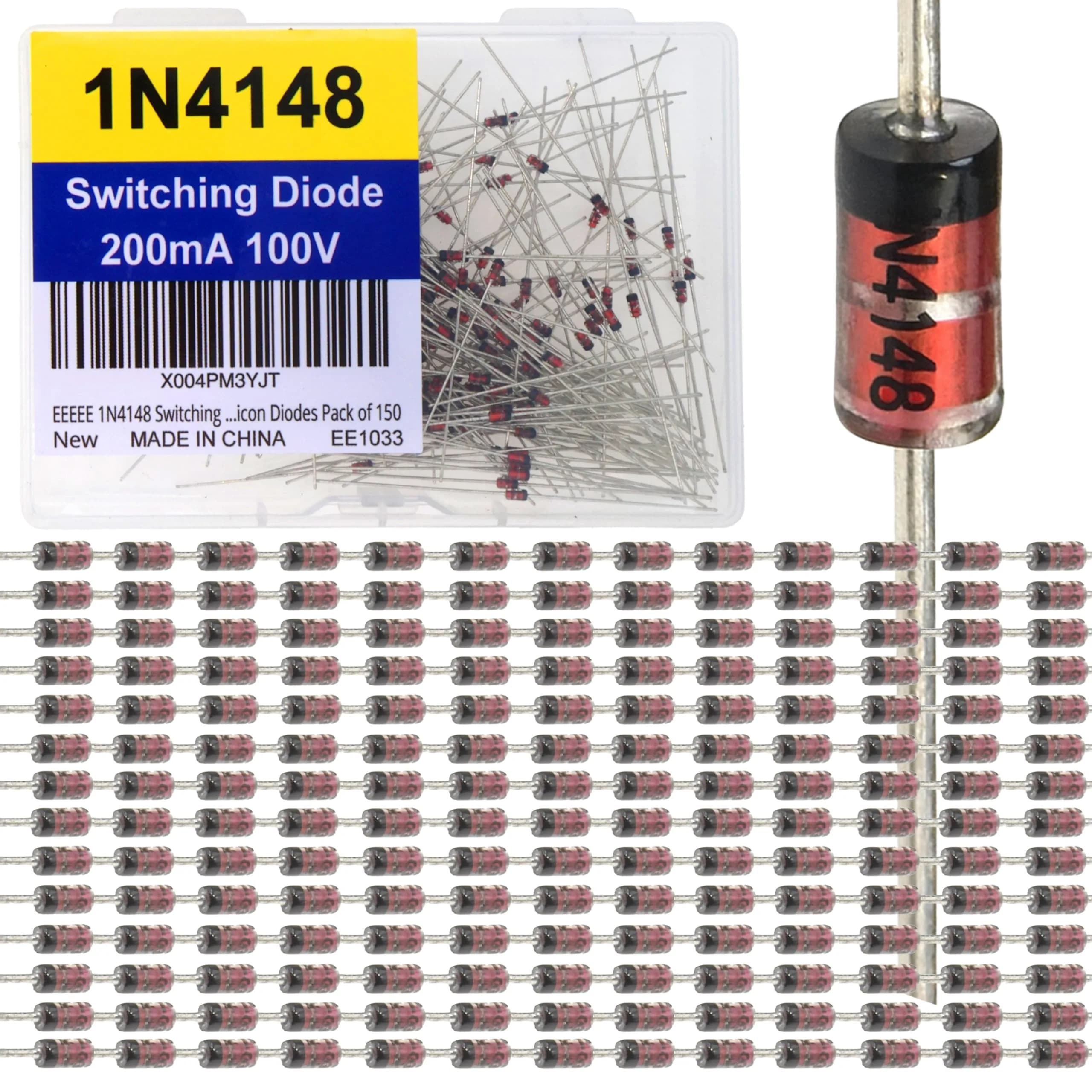EEEEE16 Value 250 pcs Diode Assortment Kit Contains Rectifier Fast Recovery Schottky Switching Zener Diode Pack of Assorted diodes (16 Types 250 pcs) | 16 Types 250 pcs Copper — 1N4148
