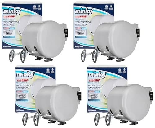 Minky Heavy Duty Retractable Clothesline Dual Line 49 Feet (Pack of 4) | PVC Coated, Space Saving Outdoor Drying thumbnail 1