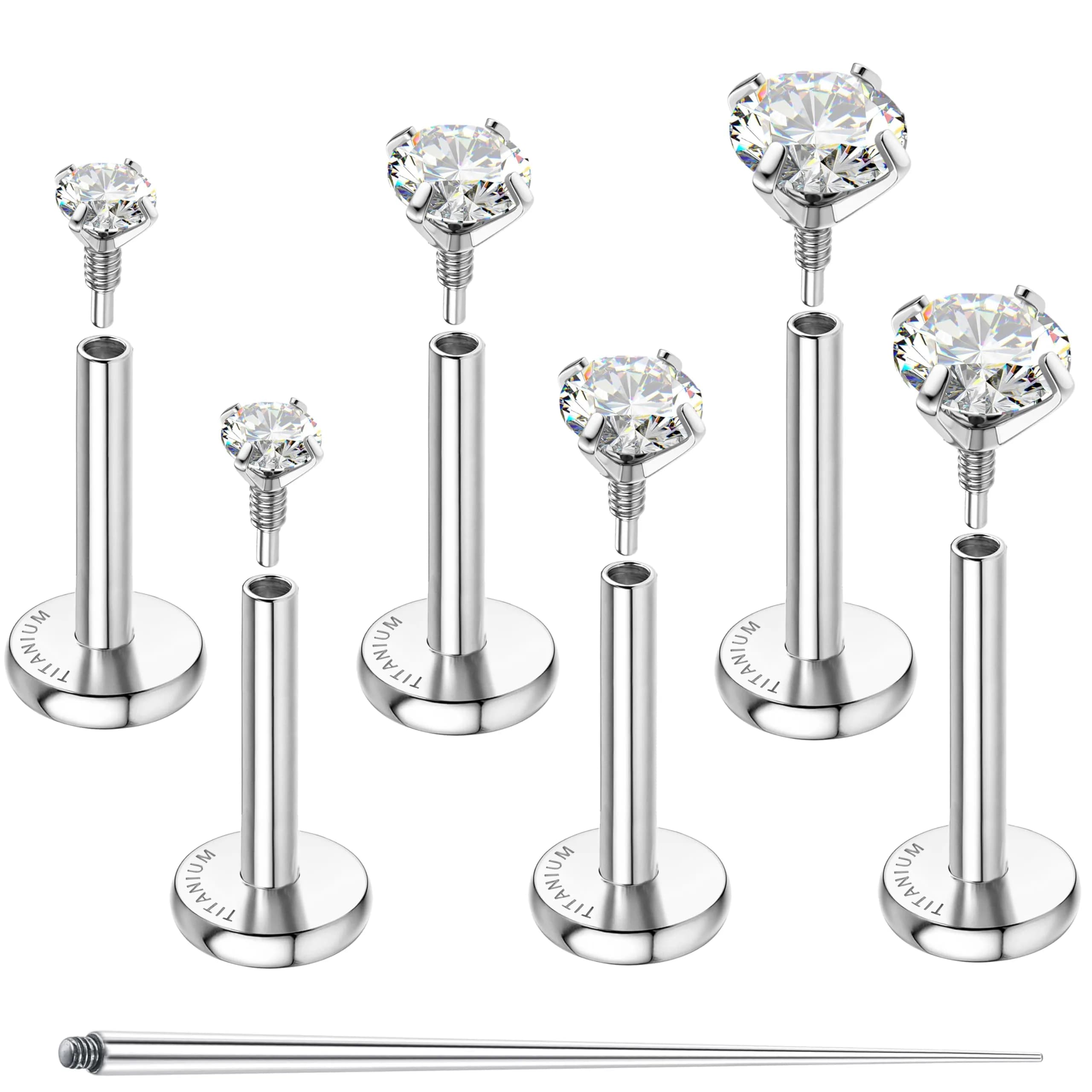 GEMQUEEN G23 Titanium Flat Back Earrings Hypoallergenic 16G | Versatile, Durable & Comfortable (70-120 chars) — Silver