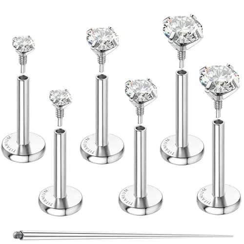 GEMQUEEN G23 Titanium Flat Back Earrings Hypoallergenic 16G | Versatile, Durable & Comfortable (70-120 chars) - main product image