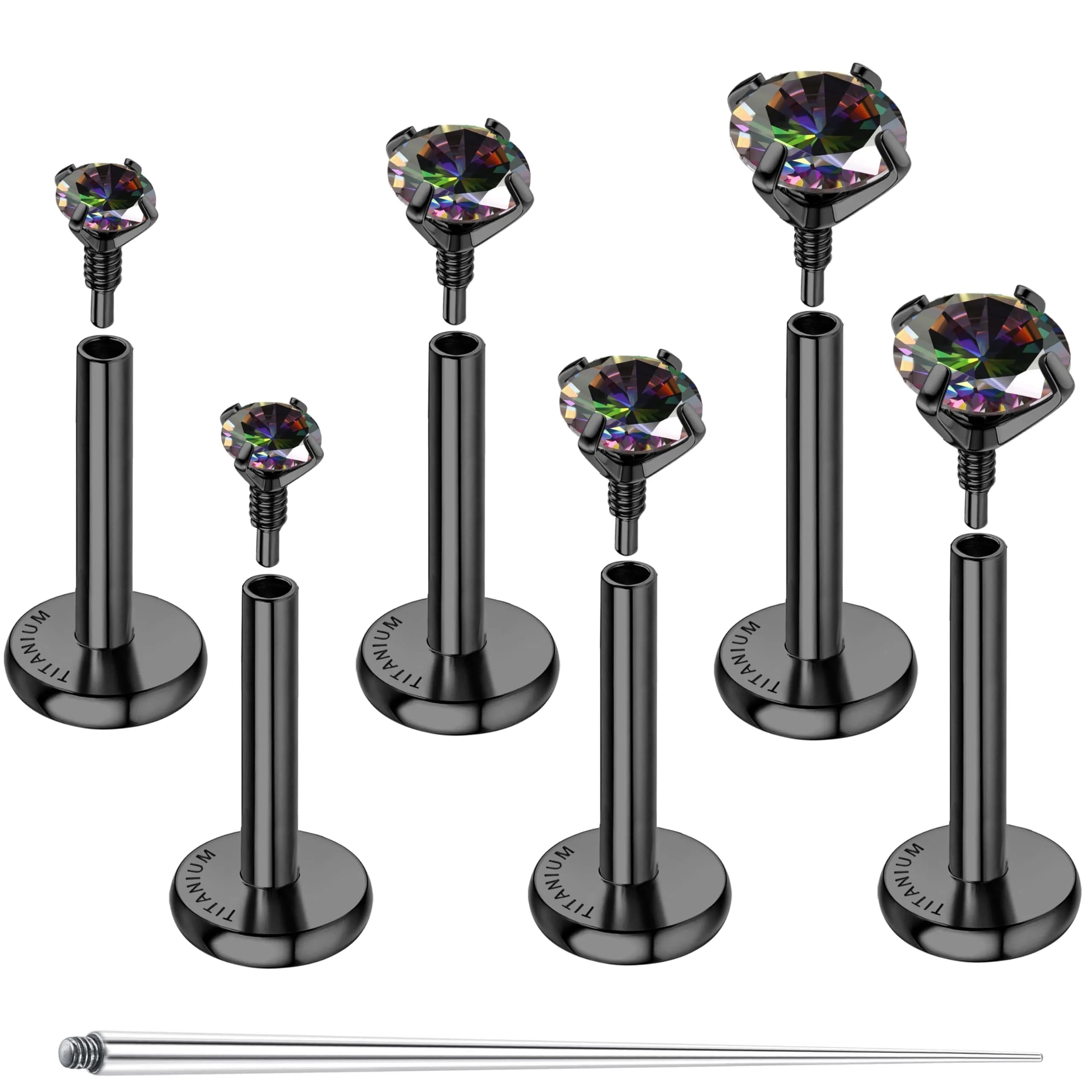 GEMQUEEN G23 Titanium Flat Back Earrings 16G | Hypoallergenic, Versatile for Men & Women