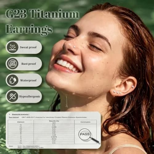 GEMQUEEN G23 Titanium Flat Back Earrings 18G (1.0mm) Rainbow CZ Studs | Hypoallergenic & Internally Threaded for Multiple Piercings thumbnail 4