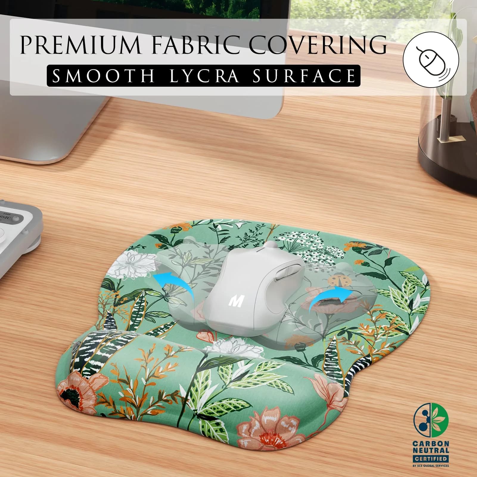 MROCO Ergonomic Mouse Pad Gel Wrist Rest, 9.4 x 8.1 inches, Garden Whispers | Comfortable Support for Daily Use thumbnail 2