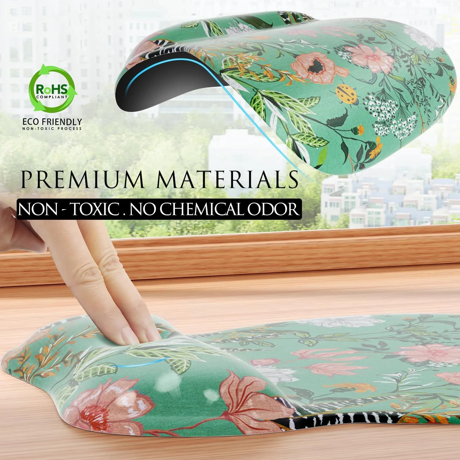 MROCO Ergonomic Mouse Pad Gel Wrist Rest, 9.4 x 8.1 inches, Garden Whispers | Comfortable Support for Daily Use thumbnail 5