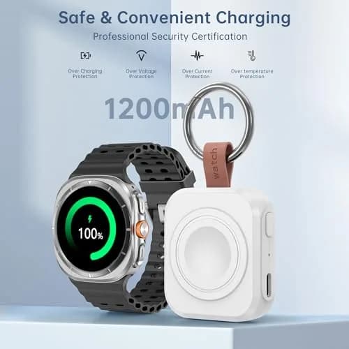 ACEQINGSE Samsung Galaxy Watch Charger 1200mAh Portable White | Compatible with Galaxy Watch 7/Ultra/6/Active 2/1 thumbnail 4