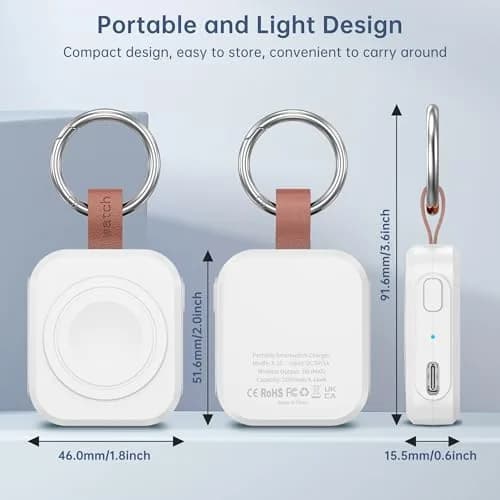 ACEQINGSE Samsung Galaxy Watch Charger 1200mAh Portable White | Compatible with Galaxy Watch 7/Ultra/6/Active 2/1 thumbnail 2