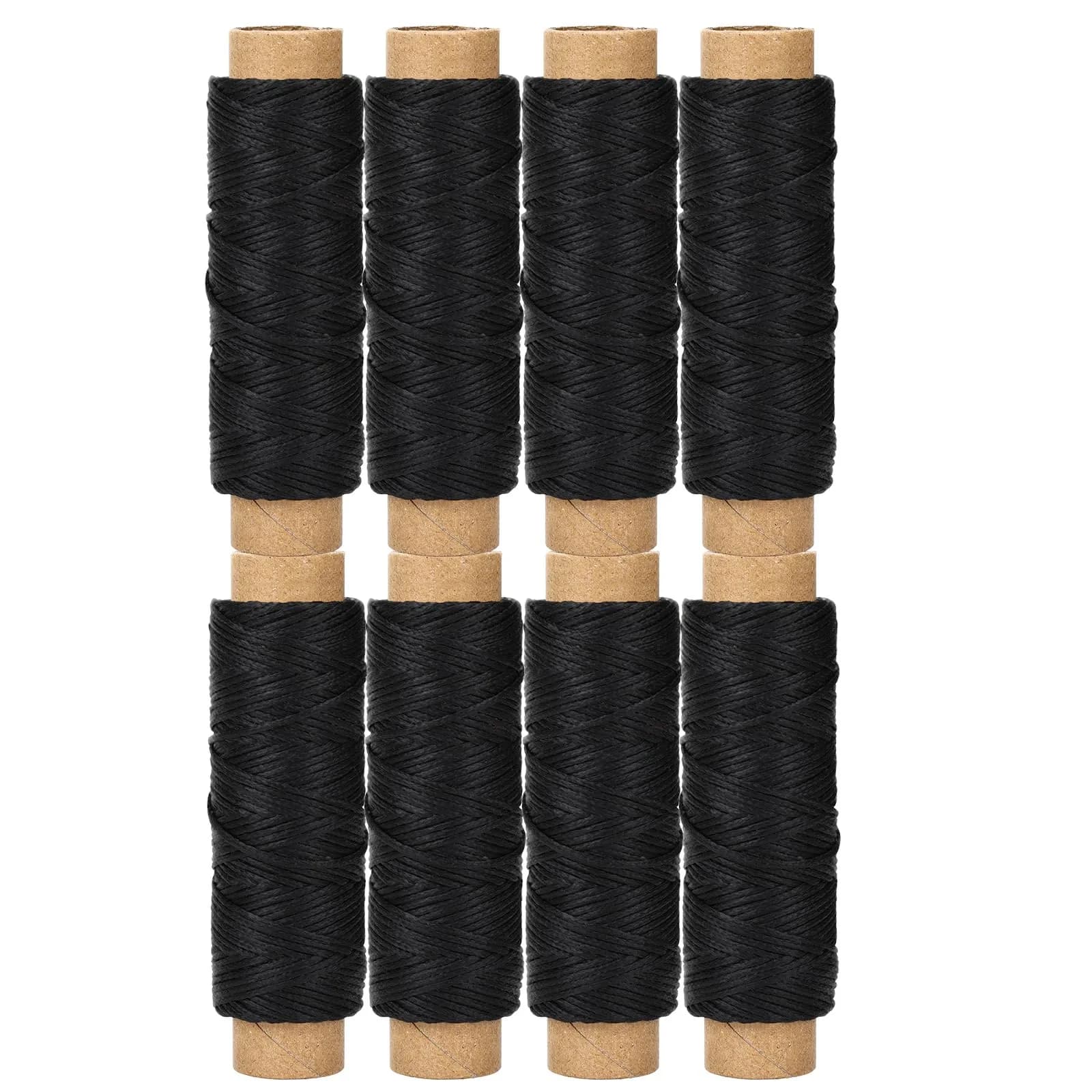JANYUN Black Waxed Leather Thread 1mm 150D Sewing Cord Pack | 8 Spools, 264 Total Yards — Color C