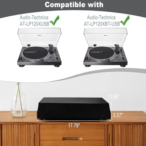 TXEsign Black Stretch Fleece Dust Cover for Audio-Technica AT-LP120XUSB & AT-LP120XBT-USB Turntables | Protects from Dust & Scratches thumbnail 2