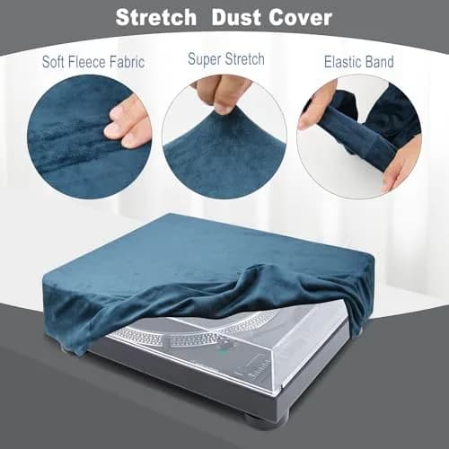 TXEsign Dust Cover Compatible with Audio-Technica AT-LP120XUSB & AT-LP120XBT-USB | Soft Elastic Fleece Dust Case (Dark Blue) thumbnail 3