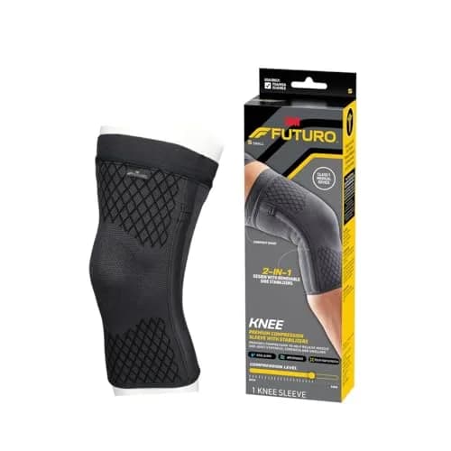 FUTURO Premium Compression Knee Sleeve with Stabilizers, Small 9.5cm (3.7in) | FDA Approved Medical Grade Support thumbnail 1