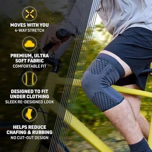 Futuro Premium Compression Knee Sleeve with Removable Stabilizers, XLarge Dark Gray | Orthopedic Brace for Arthritis & Swelling thumbnail 4