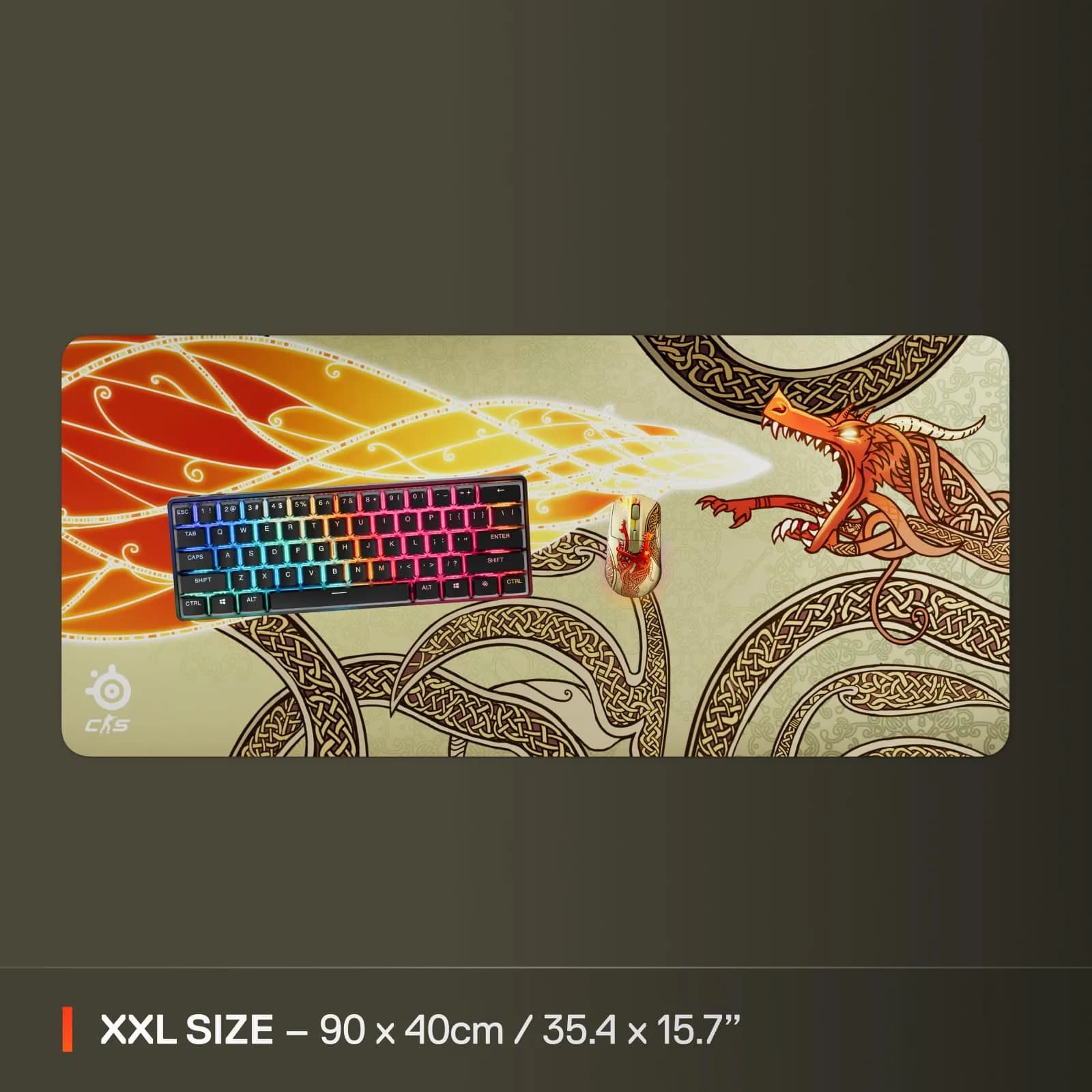 SteelSeries QcK XXL CS2 Dragon Lore Gaming Mousepad | Peak Tracking and Stability for Desks - view 3