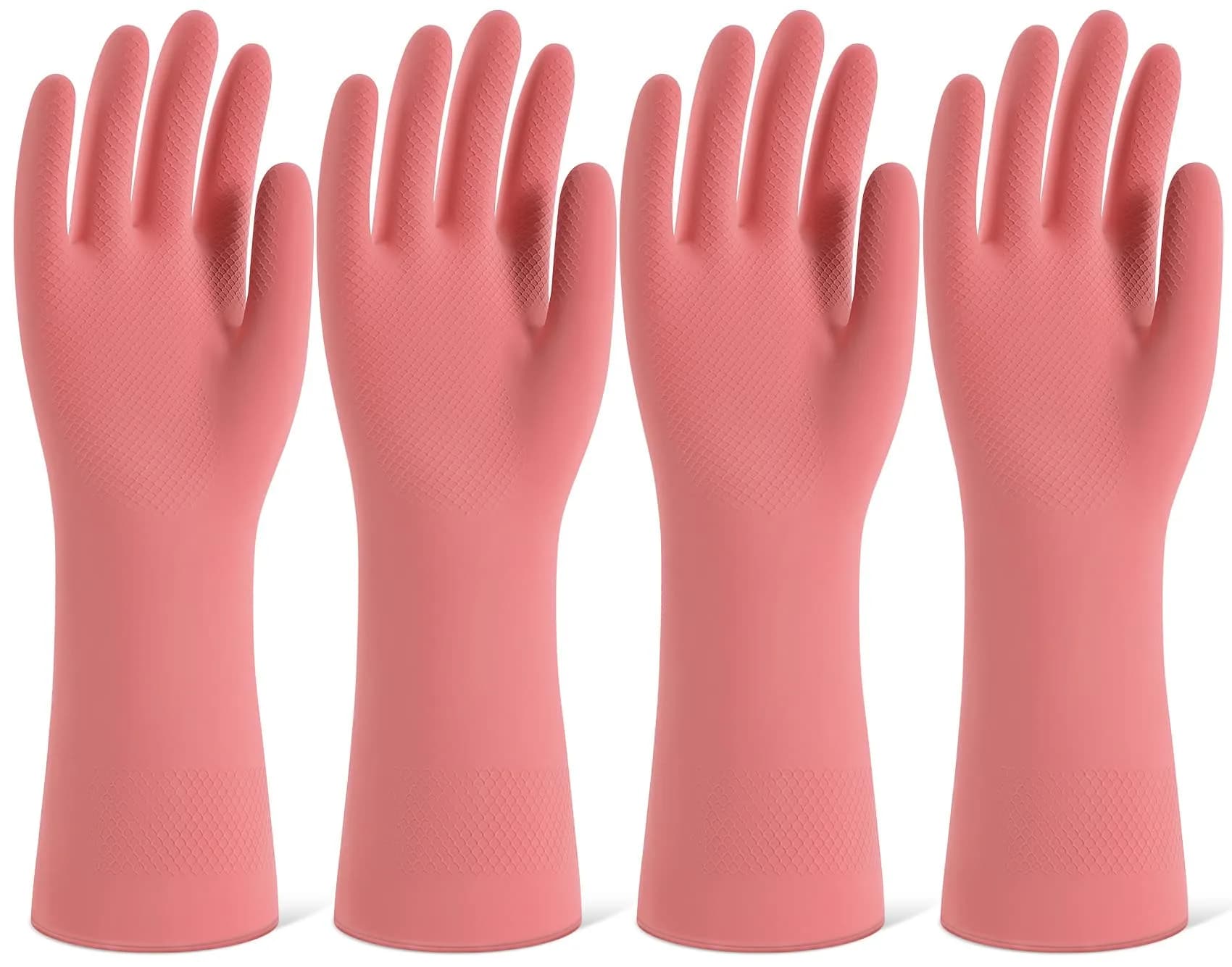 SIFANGKE Pink Rubber Cleaning Gloves with Flocked Lining, 4 Pairs L Size | USA Imported for Household Cleaning - main product image